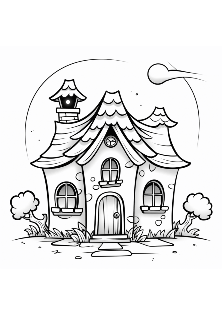 Free Halloween Kids Coloring Pages (30 PDF Printables) 14 halloween-house-kids-coloring-page