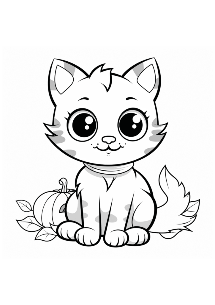 Free Halloween Kids Coloring Pages (30 PDF Printables) 10 cat-halloween-coloring page