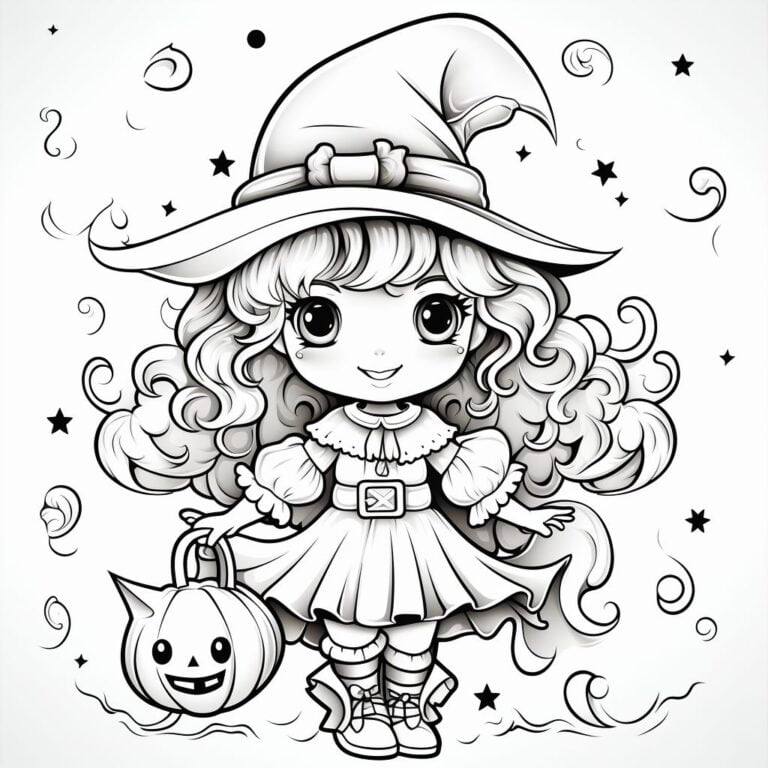 Spooky and Cute: 10 Free Halloween Chibi Coloring Book Pages - Crafty ...