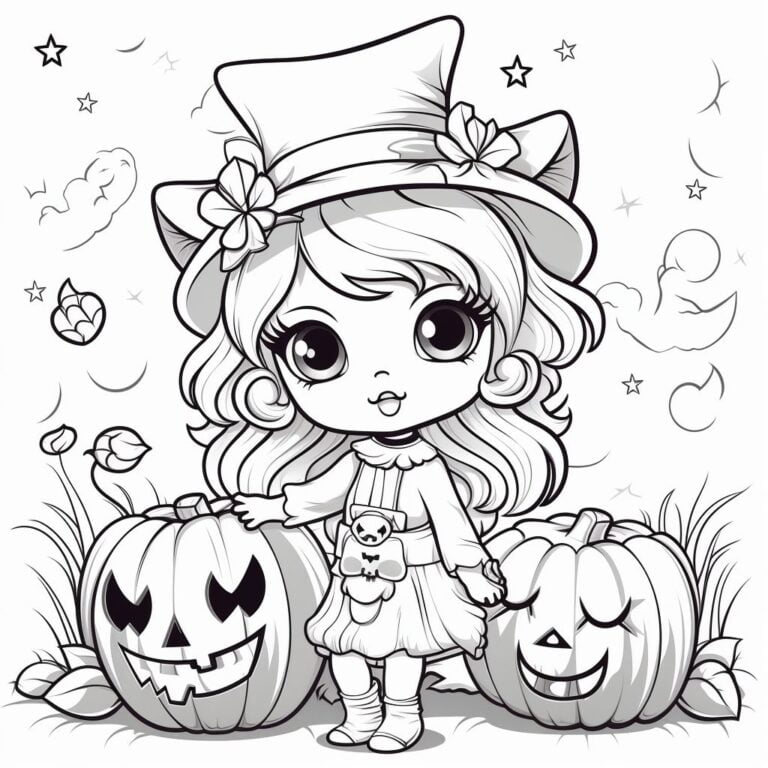 Halloween Chibi Coloring Book Pages: 10 Free PDF Printables - Crafty ...