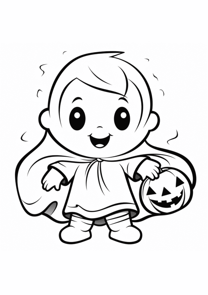 Free Halloween Kids Coloring Pages (30 PDF Printables) 27 halloween-boy-kids-coloring-page