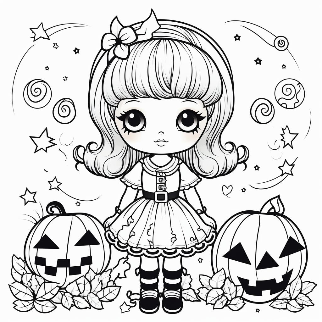 Halloween Chibi Coloring Book Pages: 10 Free PDF Printables - Crafty ...