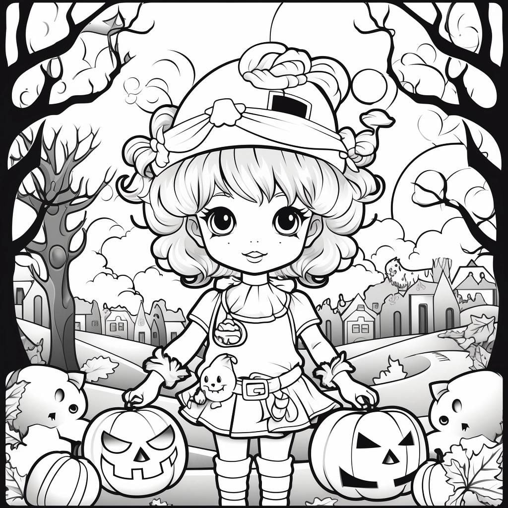 Halloween Chibi Coloring Book Pages: 10 Free PDF Printables - Crafty ...