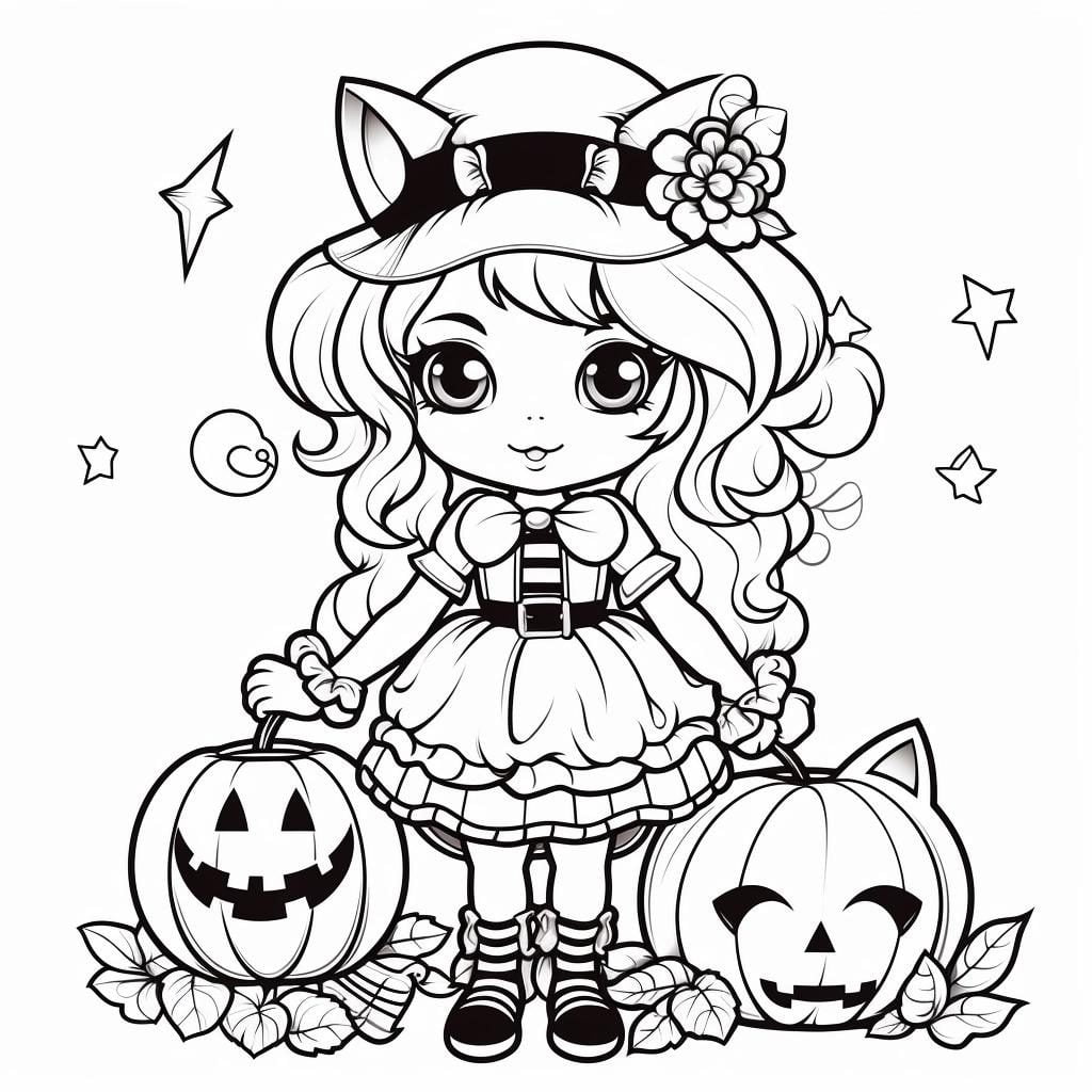 Spooky and Cute: 10 Free Halloween Chibi Coloring Book Pages - Crafty ...