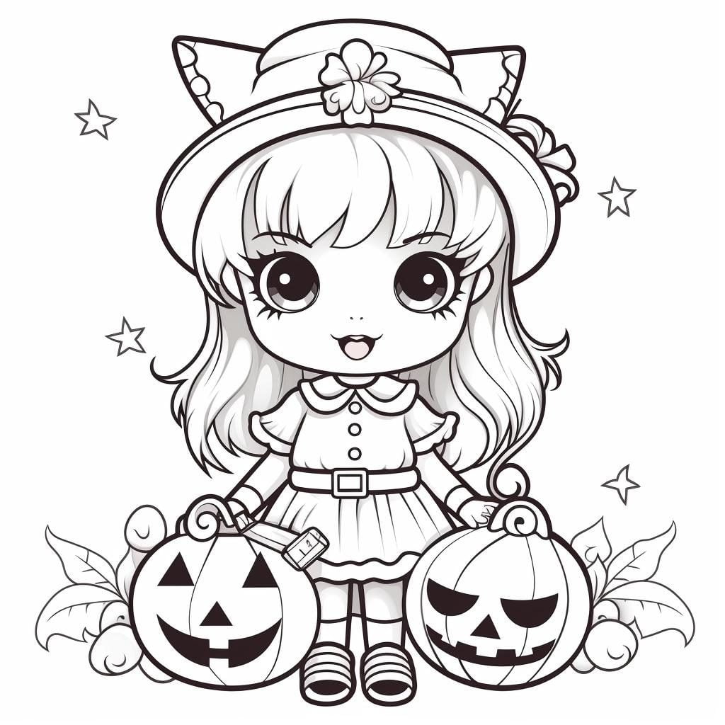 Halloween Chibi Coloring Book Pages: 10 Free PDF Printables - Crafty ...