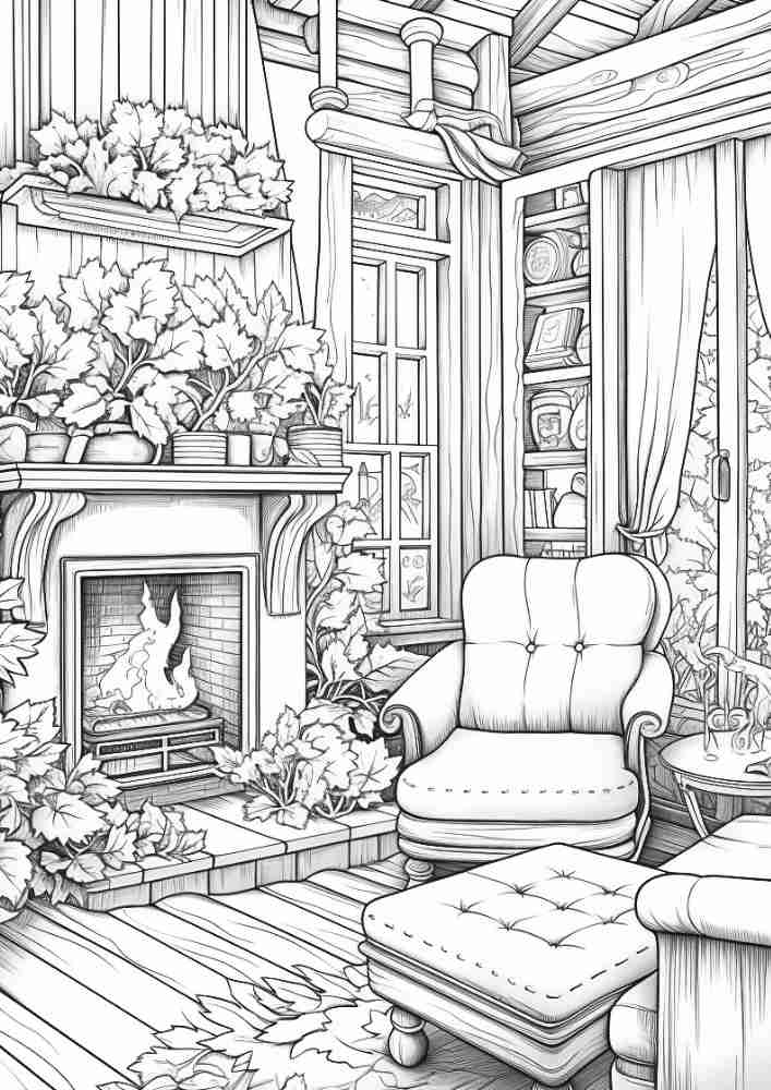50 Free Fall Interiors Adult Coloring Pages (Printable PDF Digital Download) 20 Fall Coloring Pages For Adults 32