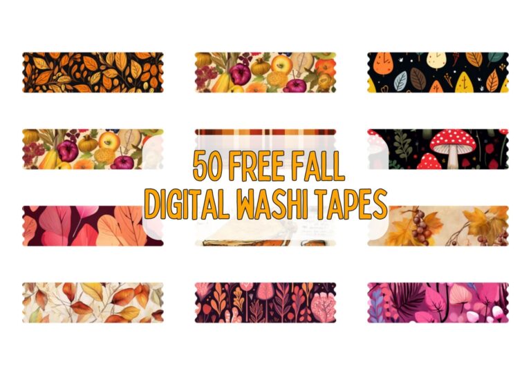 50 Free Fall Digital Washi Tape Designs for Cozy Autumn Vibes