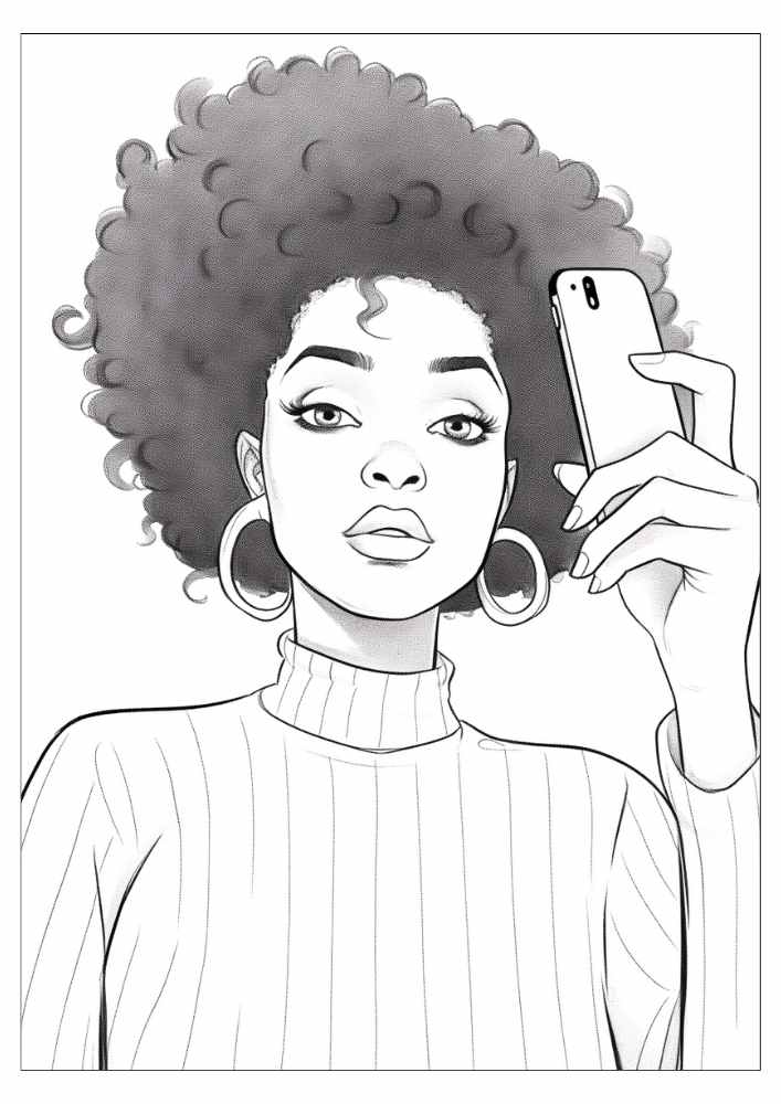 Black Woman Coloring Page 19