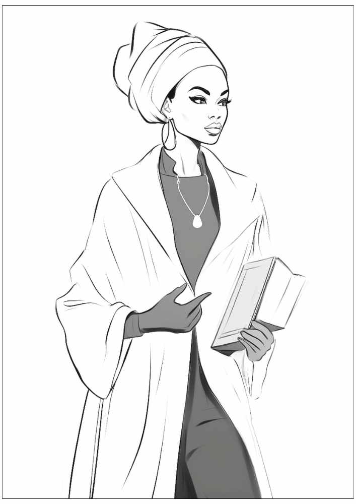 Black Woman Coloring Page 3