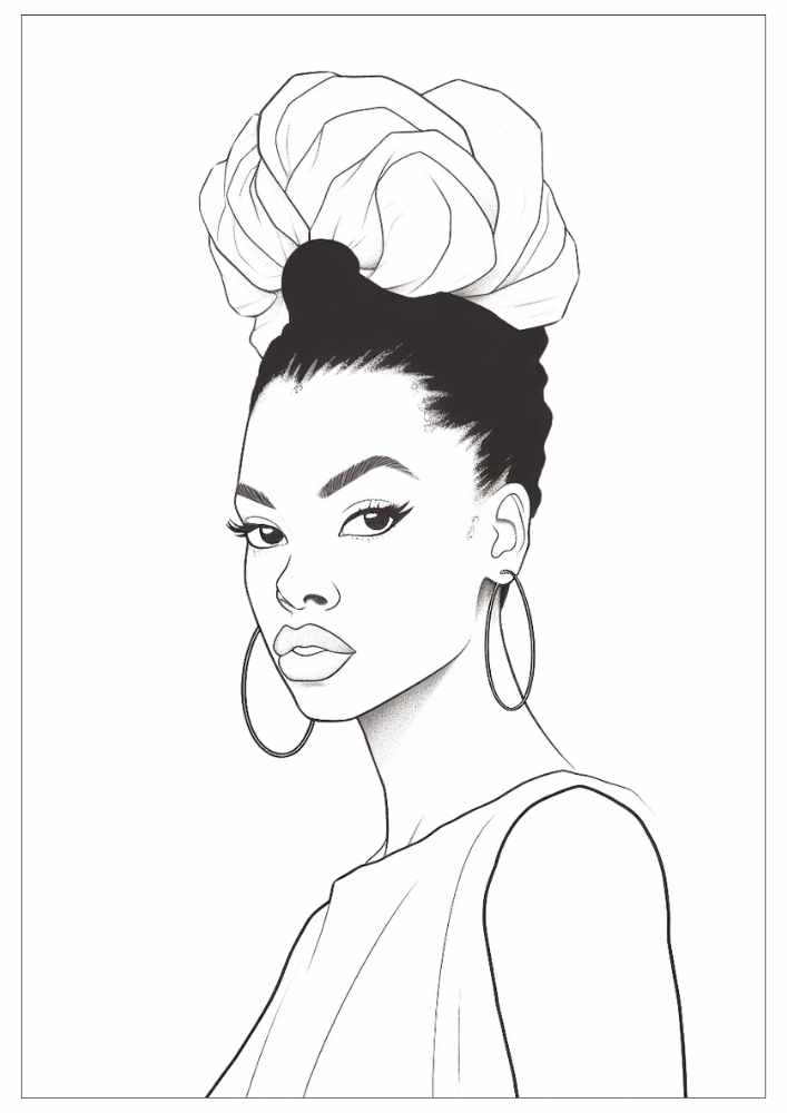Black Woman Coloring Page 4