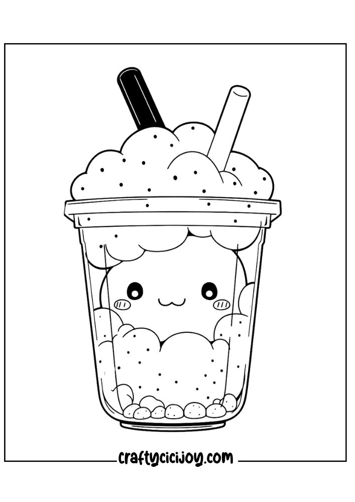 bubble tea coloring page 1