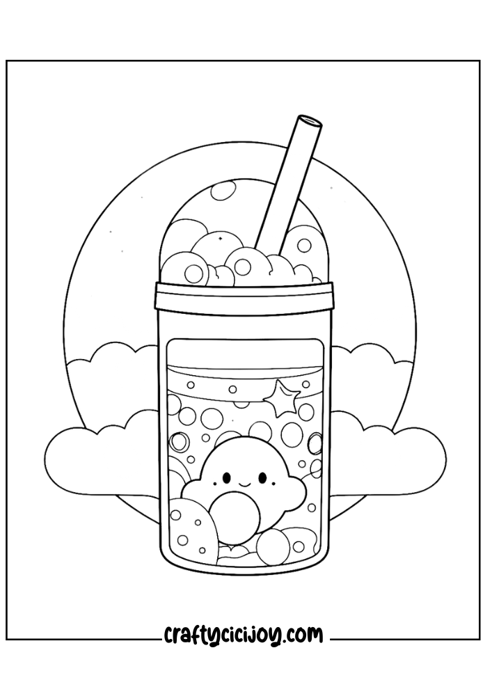 bubble tea coloring page 11
