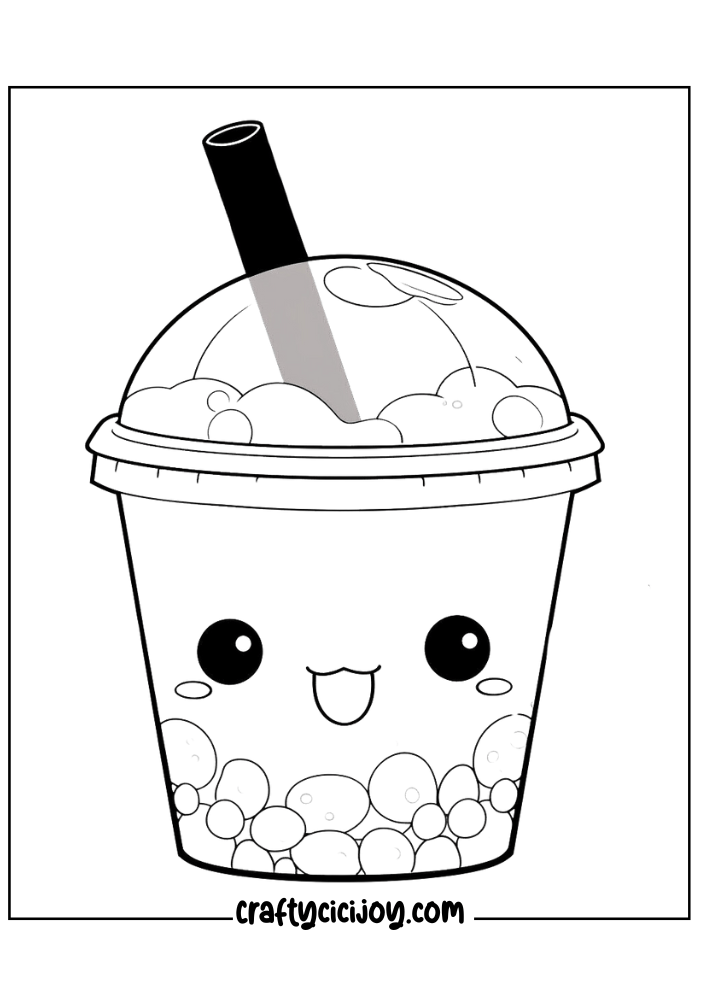 bubble tea coloring page 14