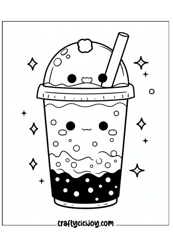 Free Bubble Tea Coloring Pages: 30 PDF Printables - Crafty Cici Joy