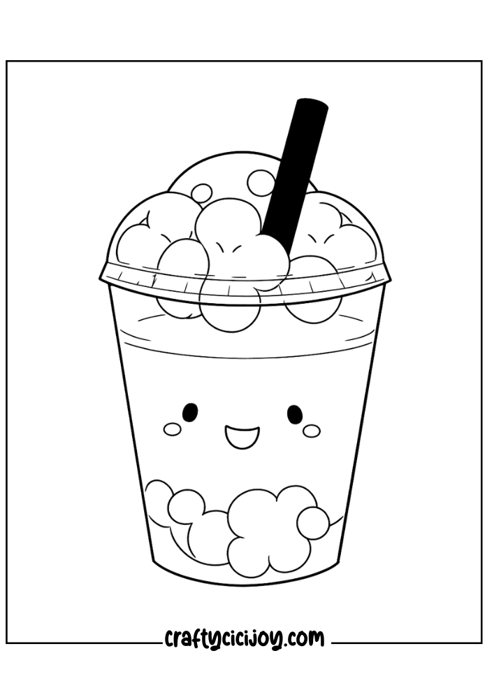 free bubble tea coloring pages