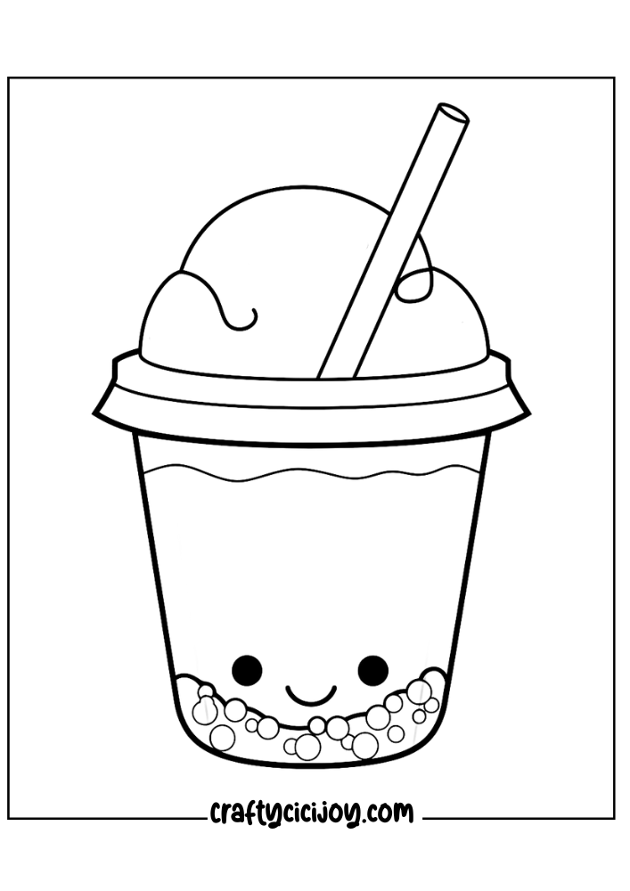 bubble tea coloring page 3