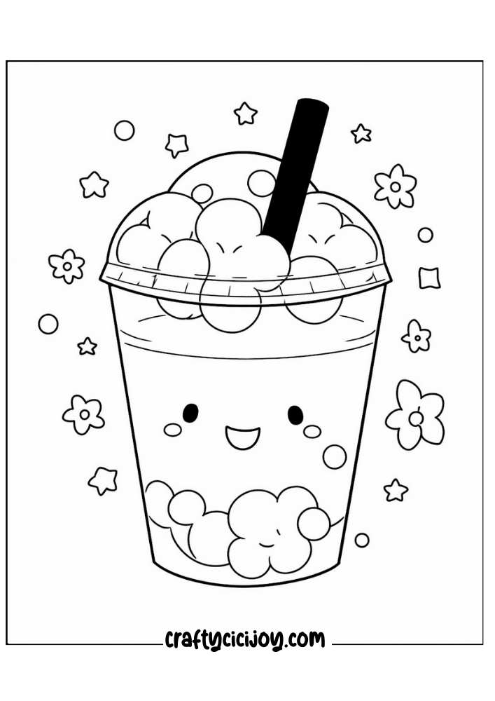 30 Free Bubble Tea Coloring Pages