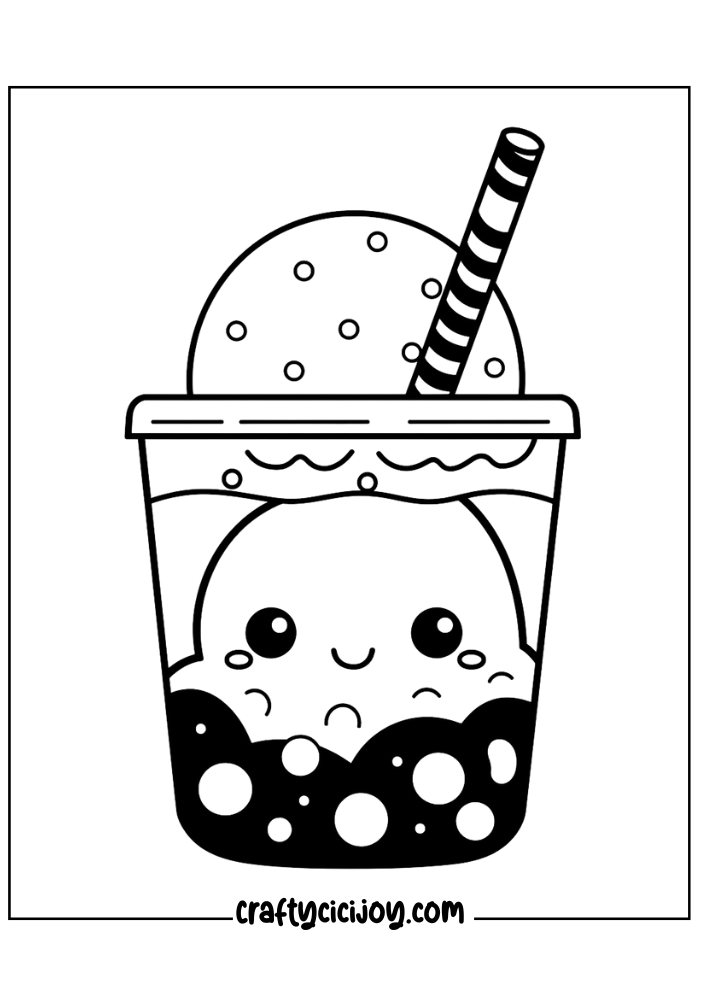 bubble tea coloring page 4