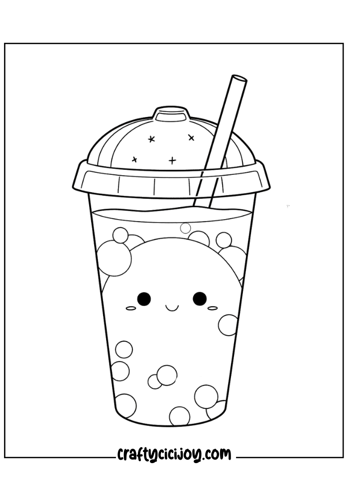 bubble tea coloring page 5