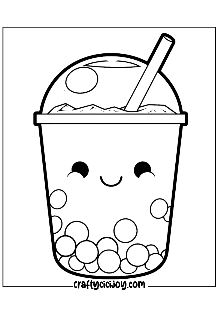 bubble tea coloring page 8