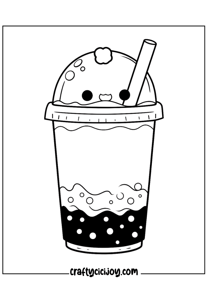 bubble tea coloring page 9