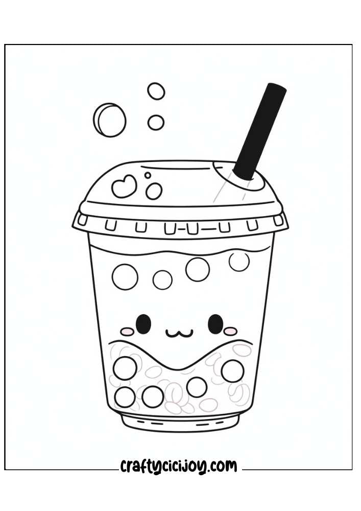 bubble tea coloring page
