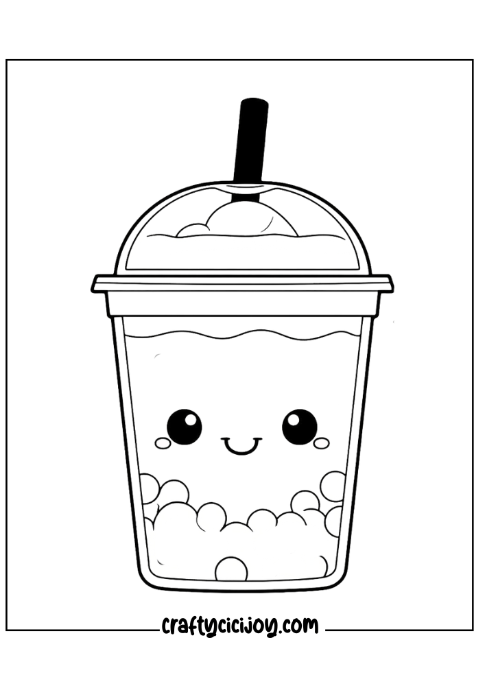 bubble tea coloring page