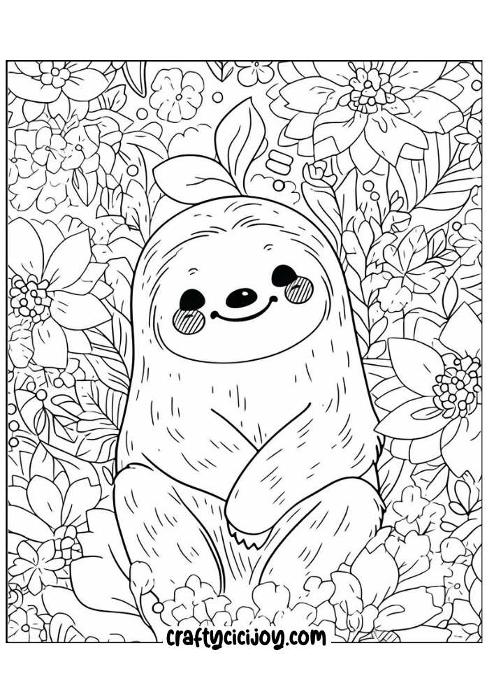 20+ Free Cute Sloth Coloring Pages - Crafty Cici Joy