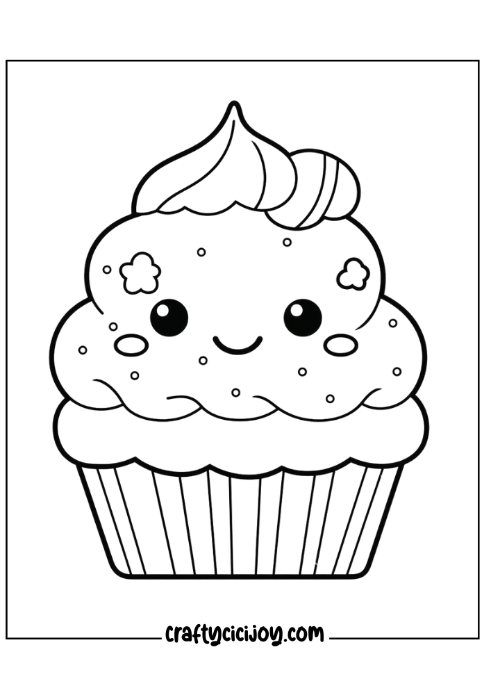 20 Cute Cupcake Coloring Pages (100% Free PDF Printable) - Crafty Cici Joy