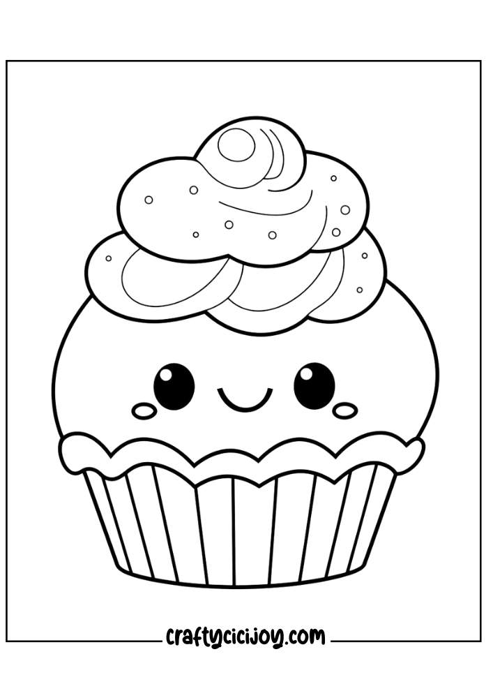 20 Cute Cupcake Coloring Pages (100% Free PDF Printable) - Crafty Cici Joy