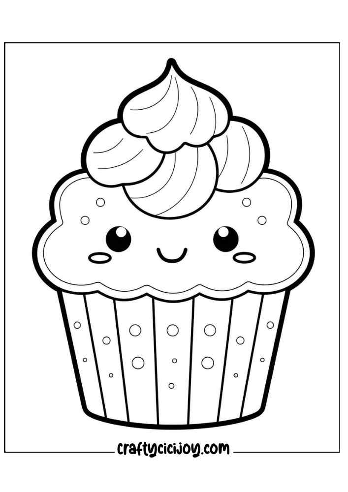 20 Cute Cupcake Coloring Pages (100% Free PDF Printable) - Crafty Cici Joy