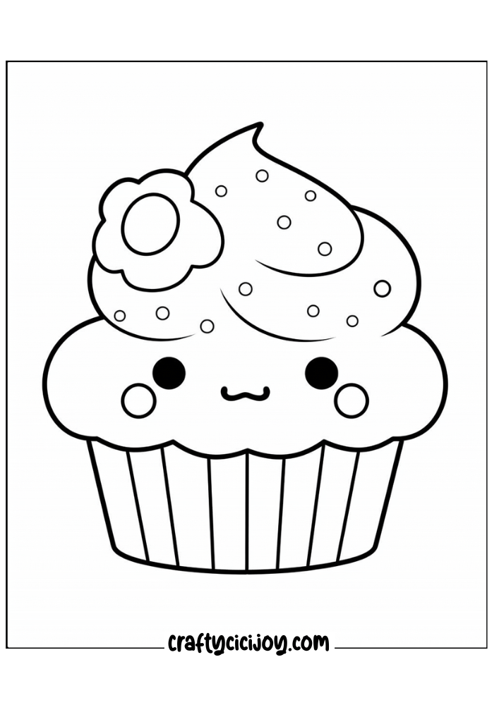20 Free Cute Cupcake Coloring Pages