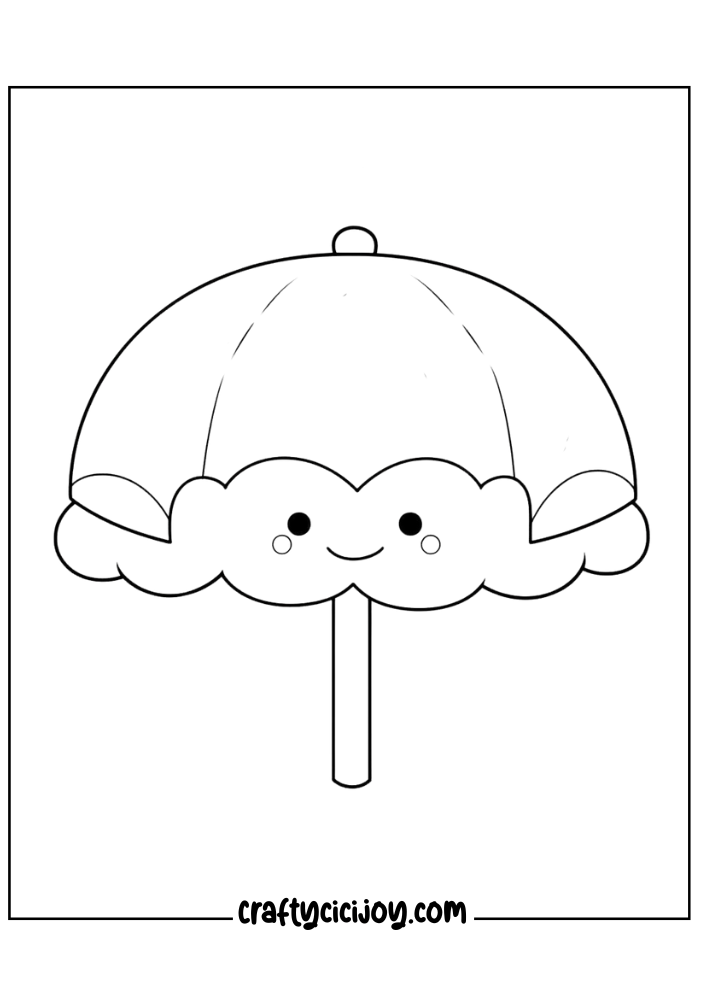 kawaii umbrella coloring page