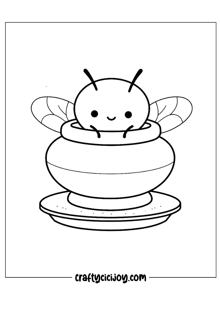 kawaii honey coloring page