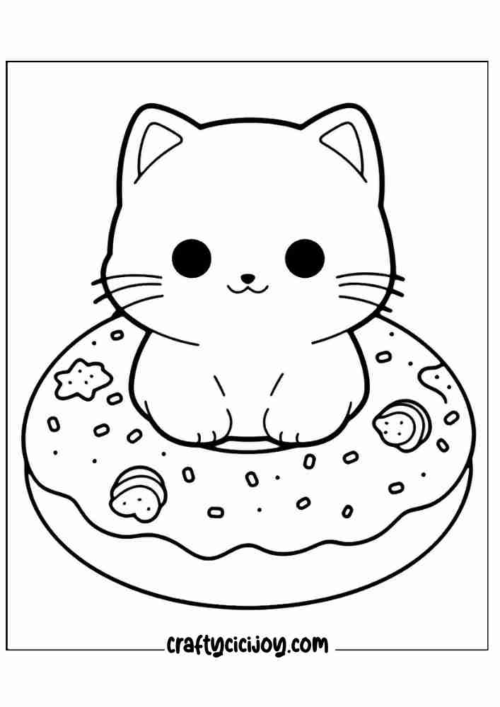 cute doughnut coloring printable page for 10
