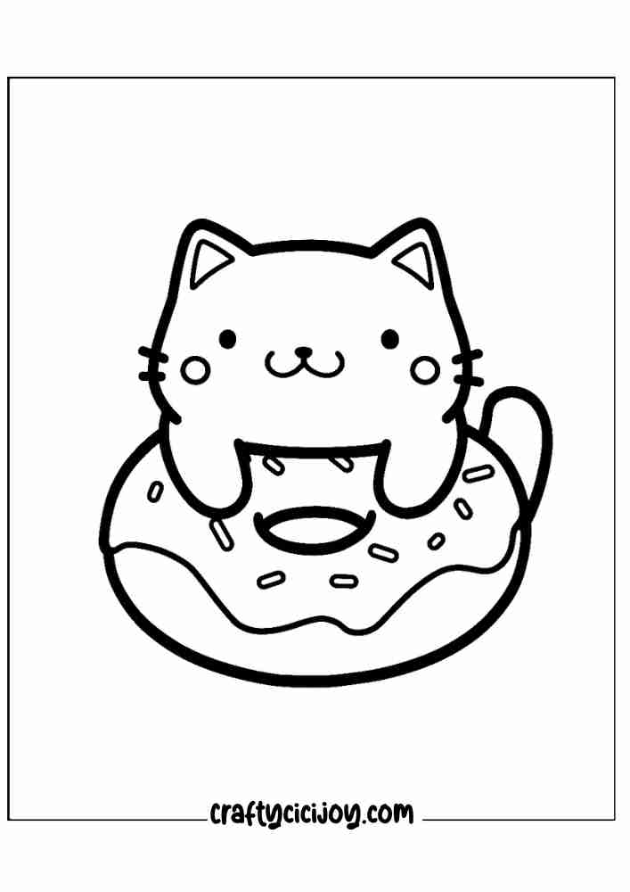 cute doughnut coloring printable page for 11