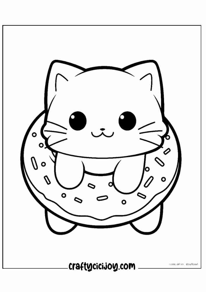 cute doughnut coloring printable page for 12