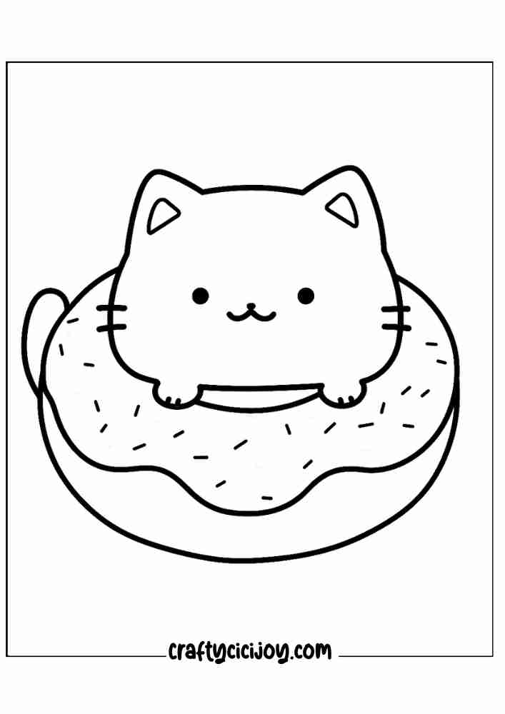 cute doughnut coloring printable page for 13