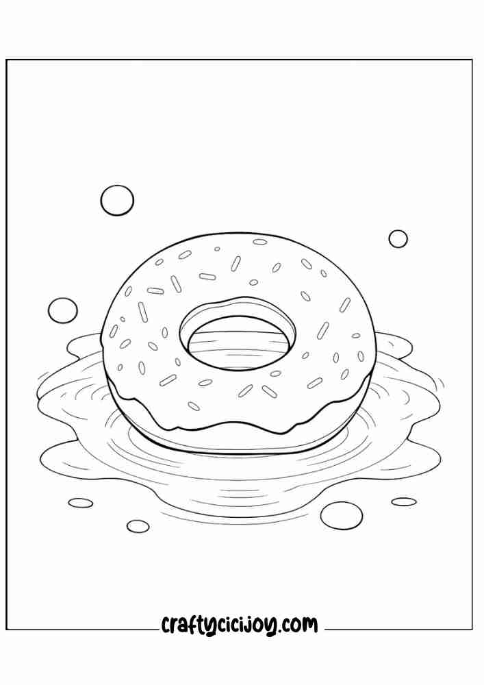 cute doughnut coloring printable page for 15
