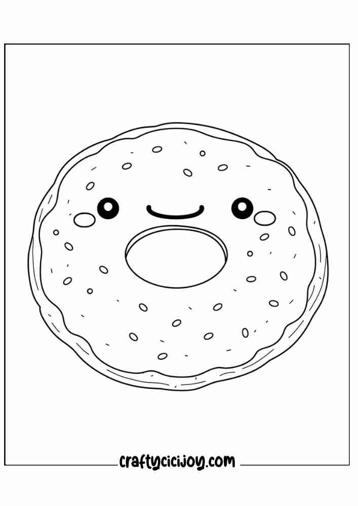 cute doughnut coloring printable page for 16
