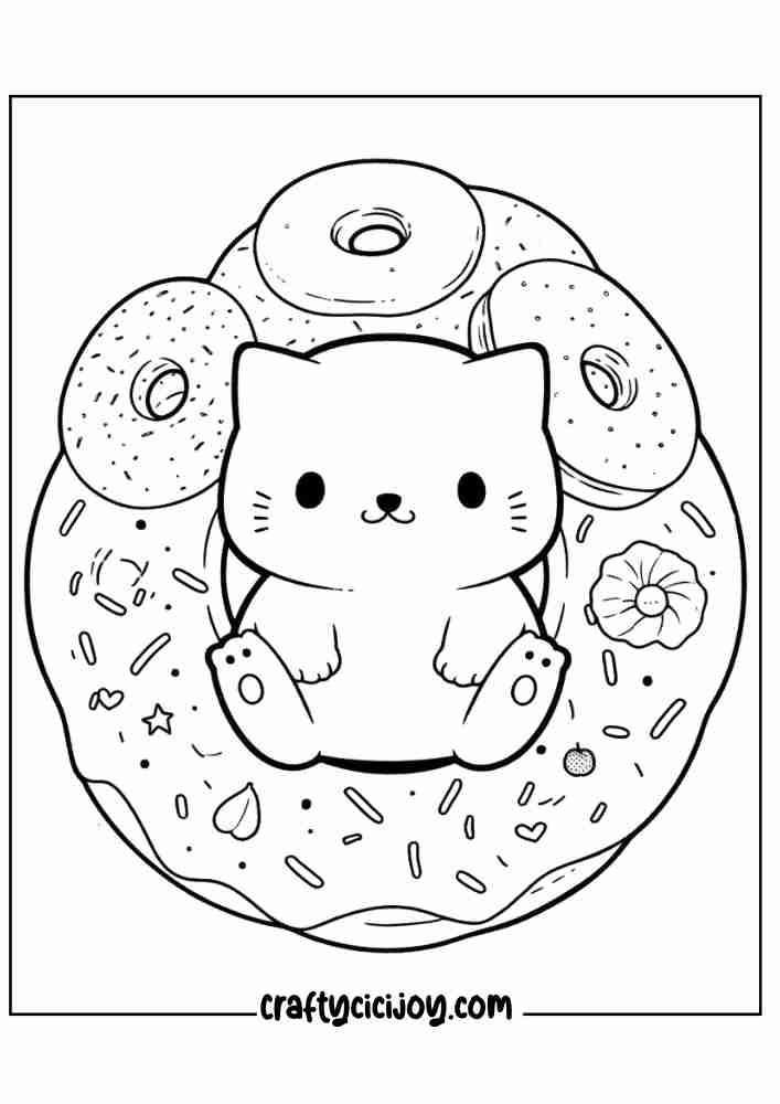 cute doughnut coloring printable page for 17