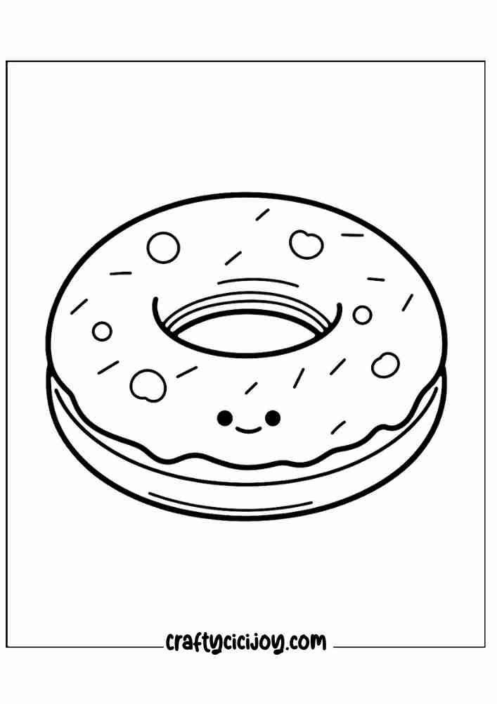 cute doughnut coloring printable page for 18