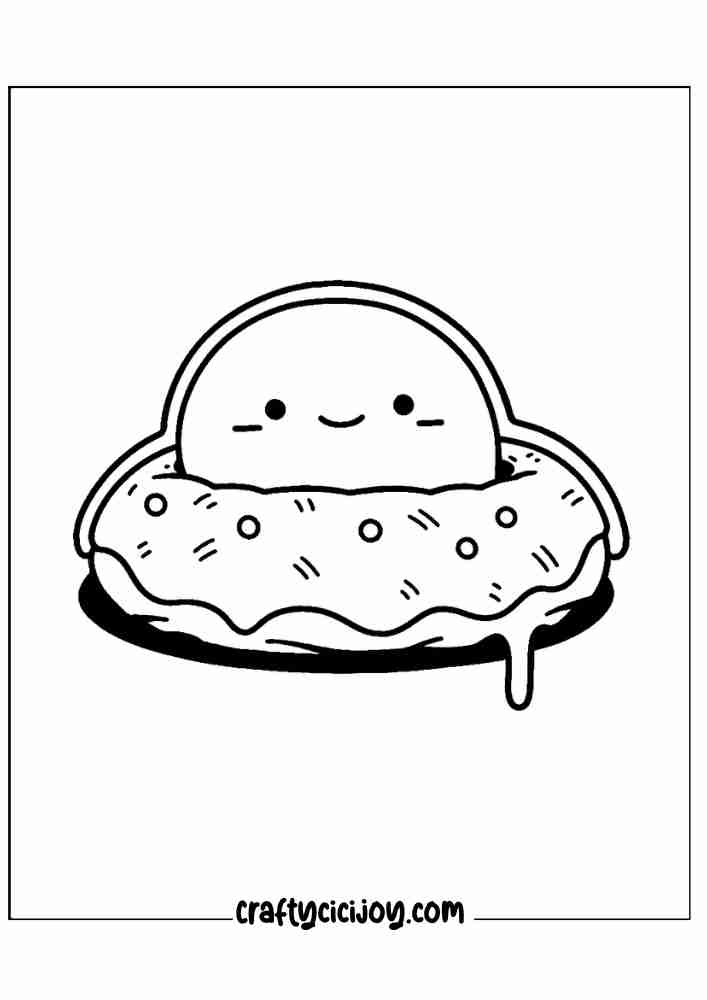 cute doughnut coloring printable page for 19