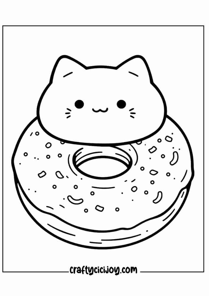 cute doughnut coloring printable page for 2