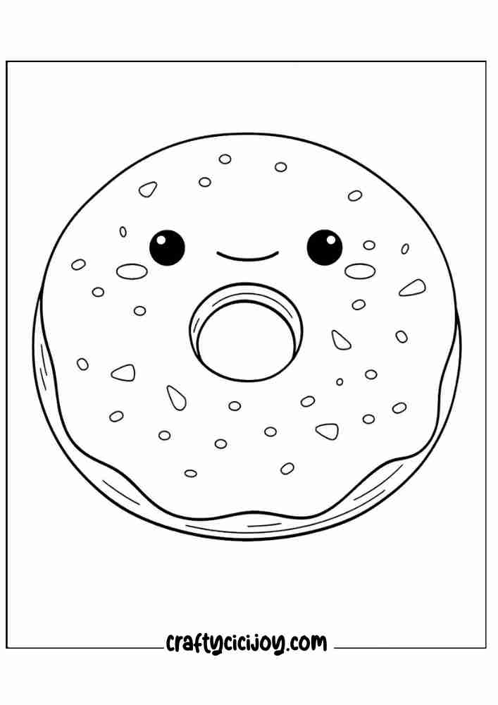 cute doughnut coloring printable page for 22