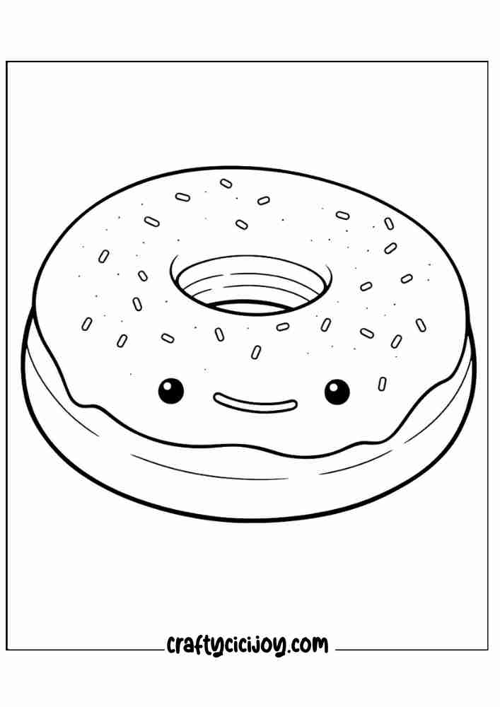 cute doughnut coloring printable page for 23