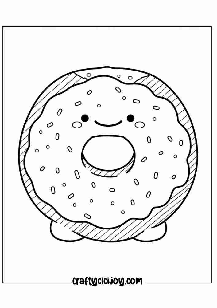 cute doughnut coloring printable page for 26