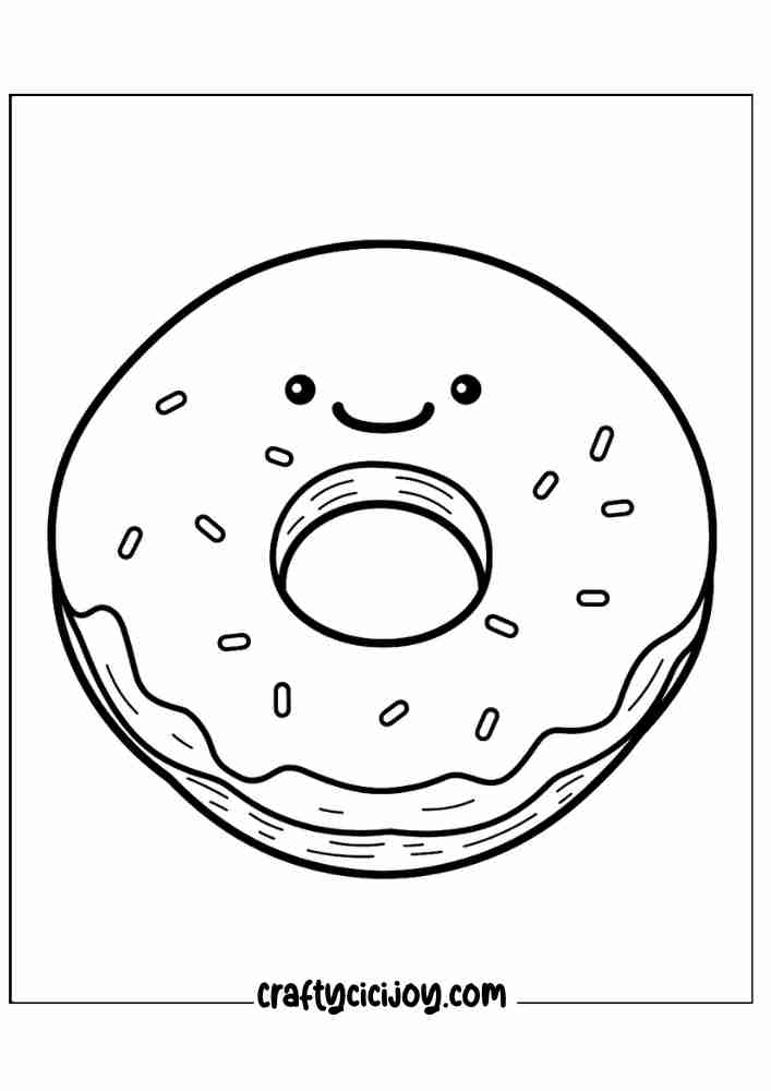 cute doughnut coloring printable page for 27