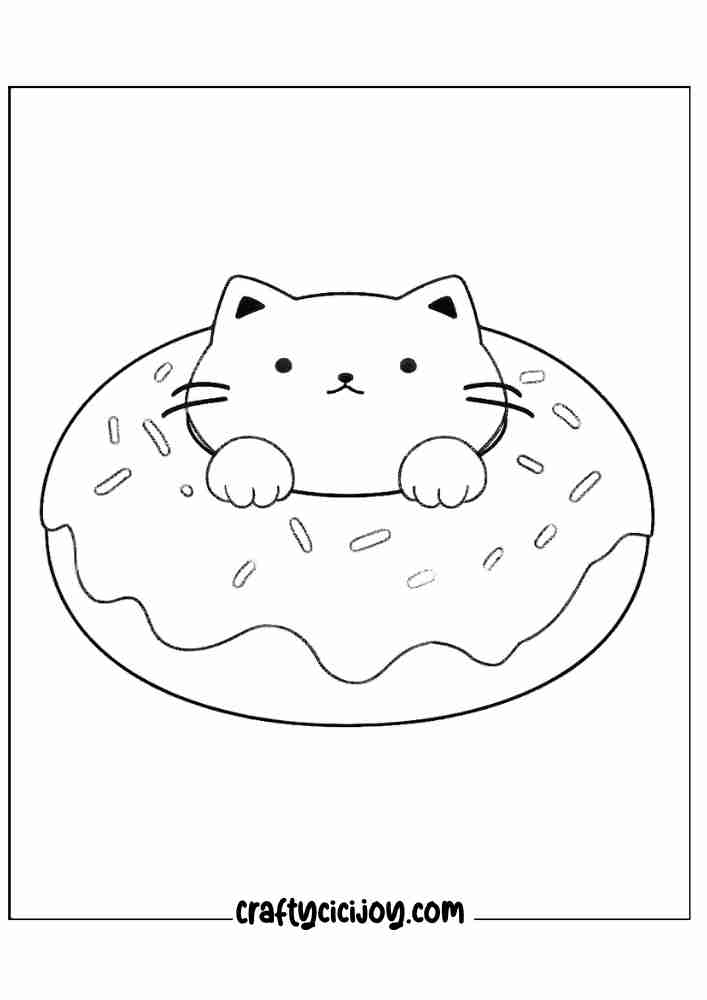 cute doughnut coloring printable page for 3