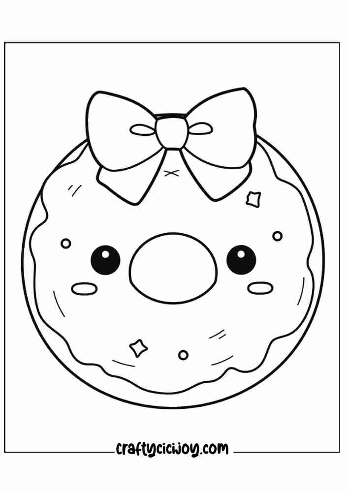 cute doughnut coloring printable page for 33